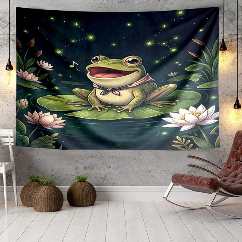 Frog In Top Hat Serenade Tapestry Room Decoration Wall Hanging for Living Room Bedroom, dormitory, Birthday and Christmas gifts