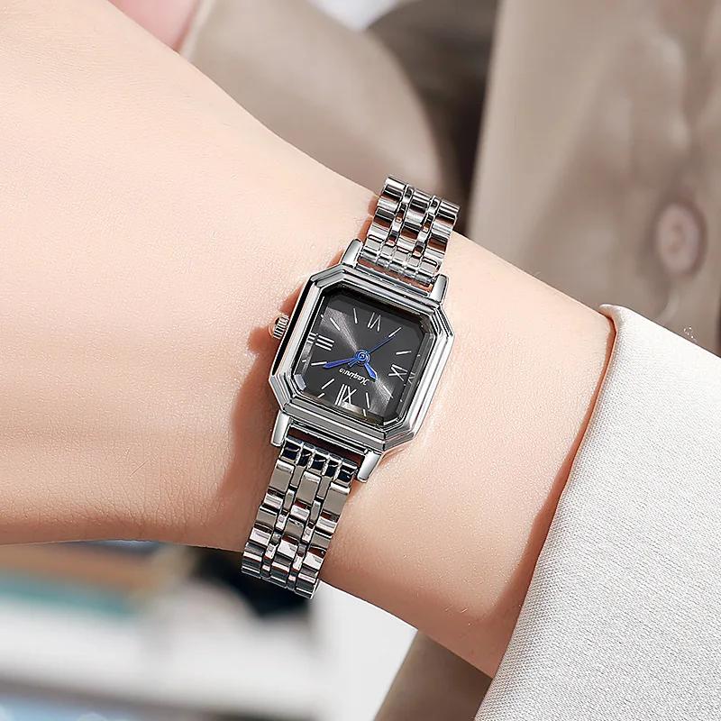 Moderne Edelstahlarmband-Armbanduhr Damen Kleines Zifferblatt Quarz-Uhr Damen Studenten-Uhr Geschenk Relojes Para Mujer Dropshipping