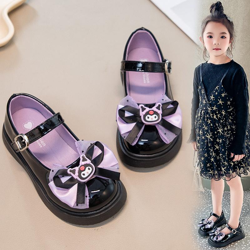 

Kuromi Spring Autumn Children s Leather Shoes with Bowknot Versatile Girls Fashion Mary Jane Shoes Causal Kids Princess Shoes 37