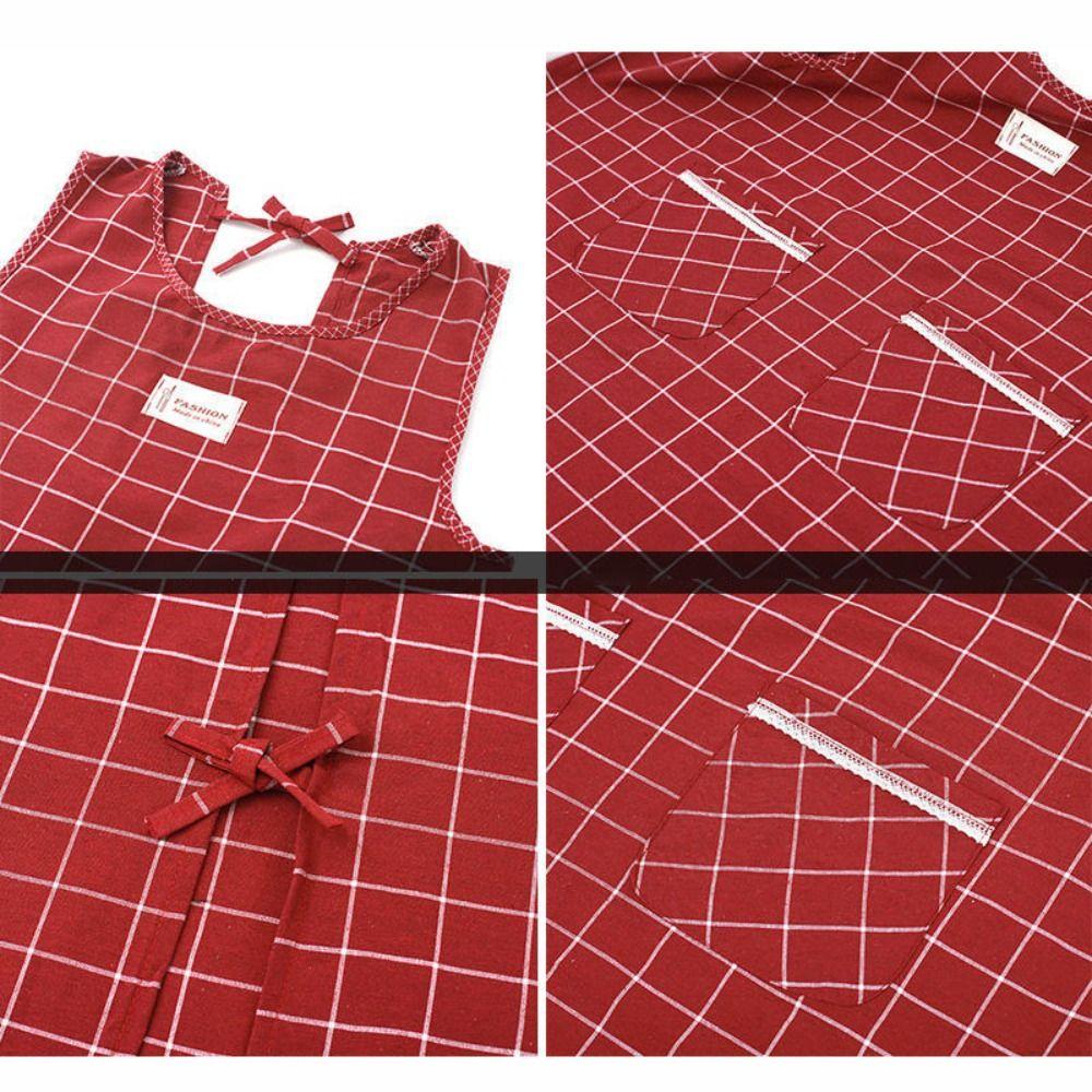 Large Pocket Cooking Apron Cotton Overalls Chef Aprons Household Sleeveless Apron  Home Cooking
