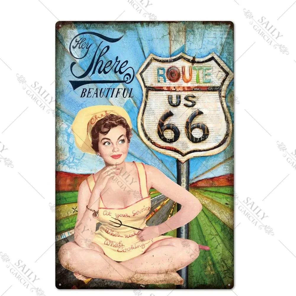 Vintage Surfing Girls Metal Sign Posters for Home Decor Fashion Art Wall Mural Bar Pub Sign Decor Metal Plate