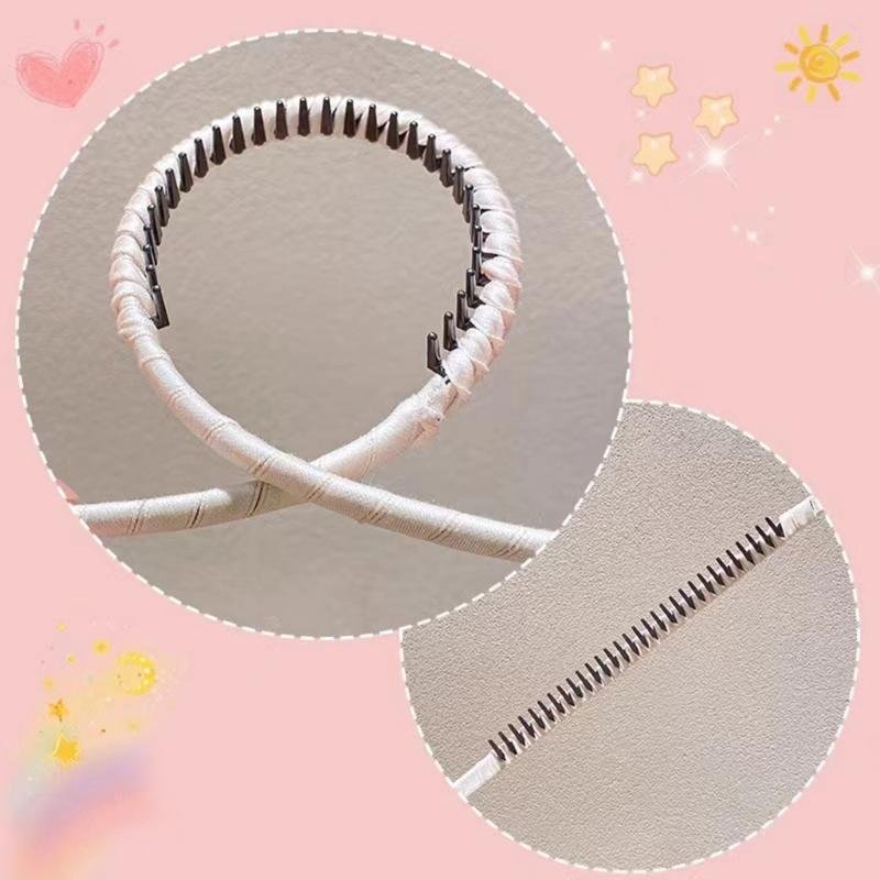 NonSlip Resin Cotton Hair Band For Women Workouts Spa Face Washing Secure Grip With Teeth Elastic Thin Headbands Multiple Color