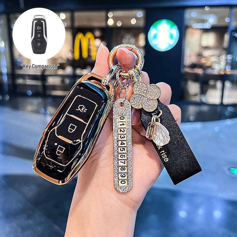 Key Cover for Ford Edge 15-17, Mondeo, Kuga, Focus - Stylish Car Key Shell for Women