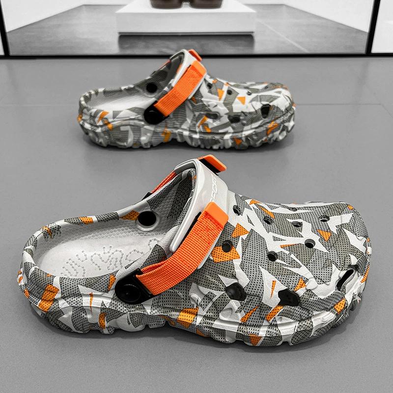 Men's Hole Shoes Fashion Street Art Summer Wear Trendy Cool Outdoor Sandals and Slippers Sports