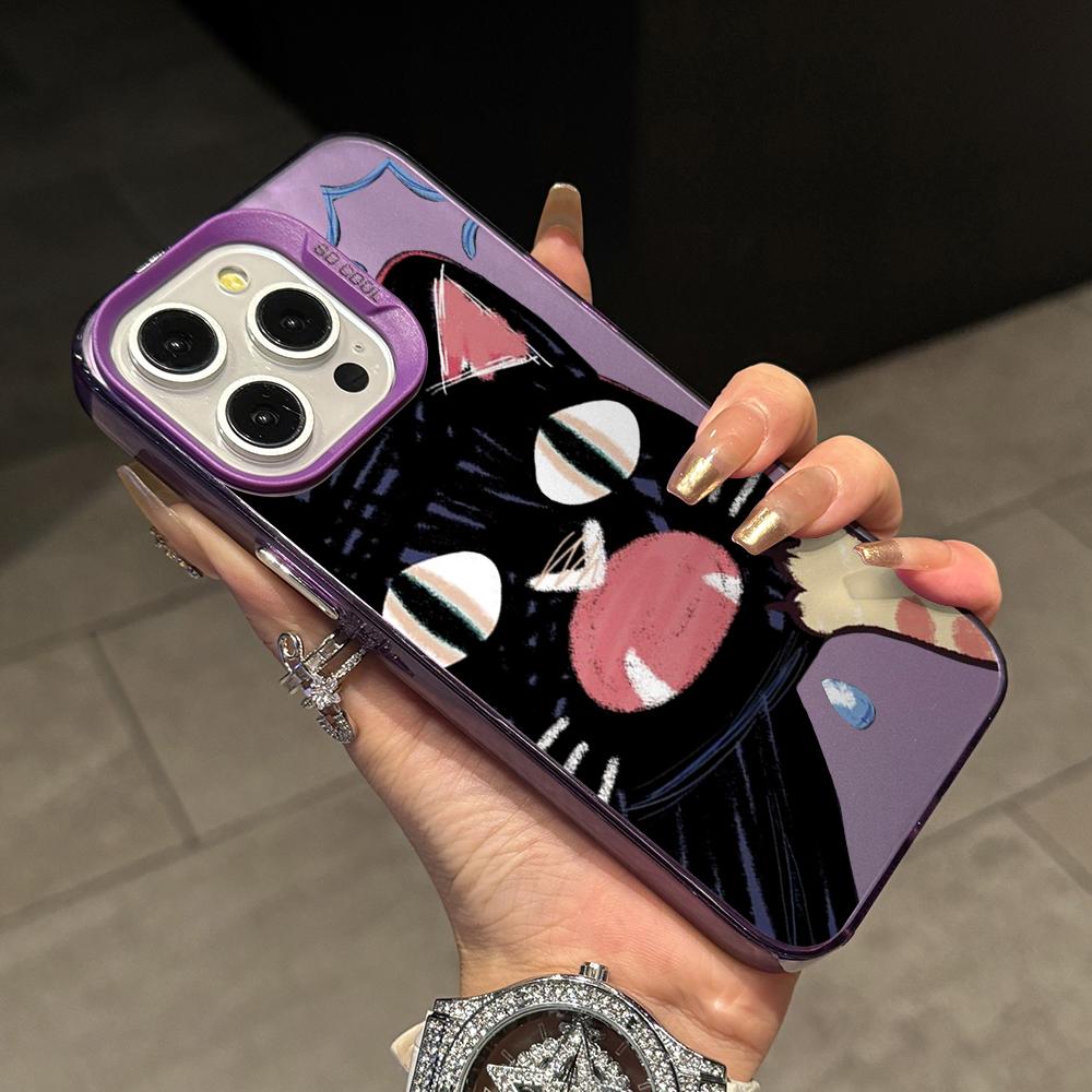 

Doodle Angry Cat Phone Case for Samsung Galaxy S26 S25 Edge S24 S23 S22 S21 FE S20 Ultra Plus 5G Colorful Silver Hard Cover Galaxy S21 FE 5G