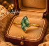 Marquise Shaped Moss Agate Engagement Ring 14k Gold Promise Ring Moss Nature Inspired Bridal Sets Green Gemstone Ring Jewelry Gifts for Her