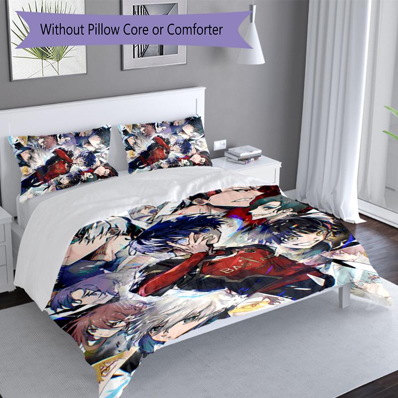 3pcs B-BLUE L-LOCK Themed Duvet Cover Set, Includes 1 Duvet Cover and 2 Pillowcases,Skin-Friendly&Comfortable Fabric,Suitable Bedding Sets
