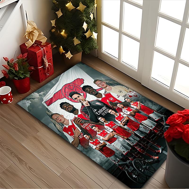 [Football Club Printed Carpet] Non-slip Office Rug, Cozy Area Carprt for Living Room Use, Soft Home Sofa Chair Mat