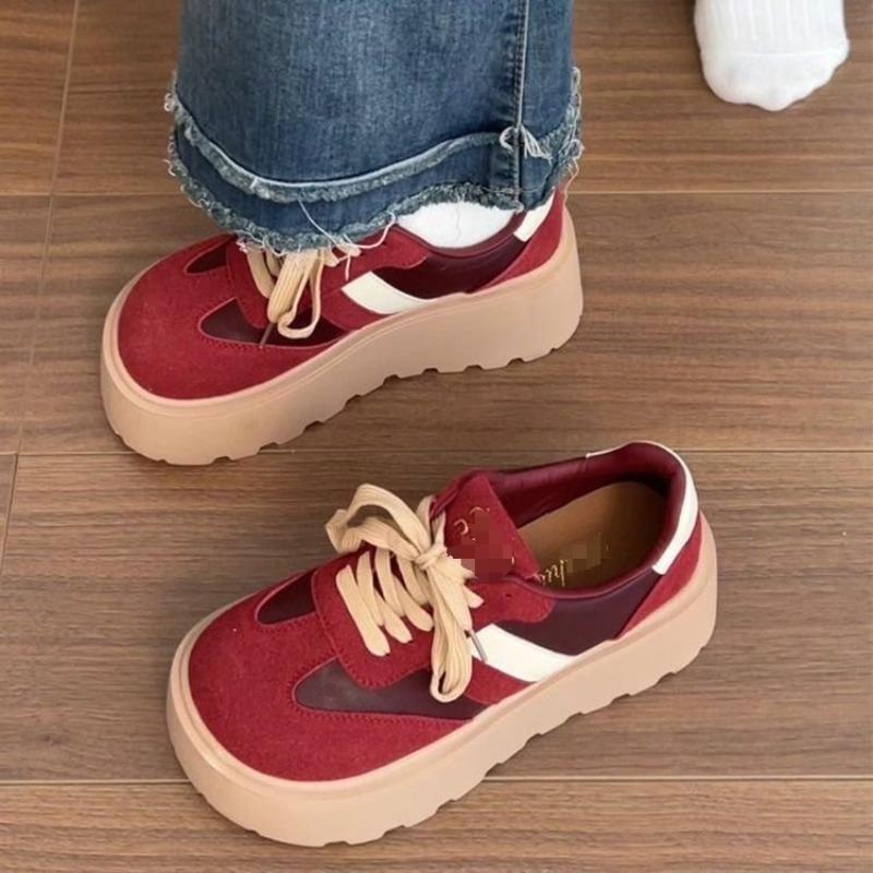 Retro single shoes autumn new thick-soled muffin shoes small height-increasing board shoes women's trend