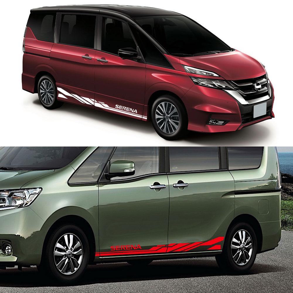 2PCS Car Side Door Stickers For Nissan Serena C23 C24 C25 C26 C27 Accessories Tuning Long Stripes Graphics Vinyl