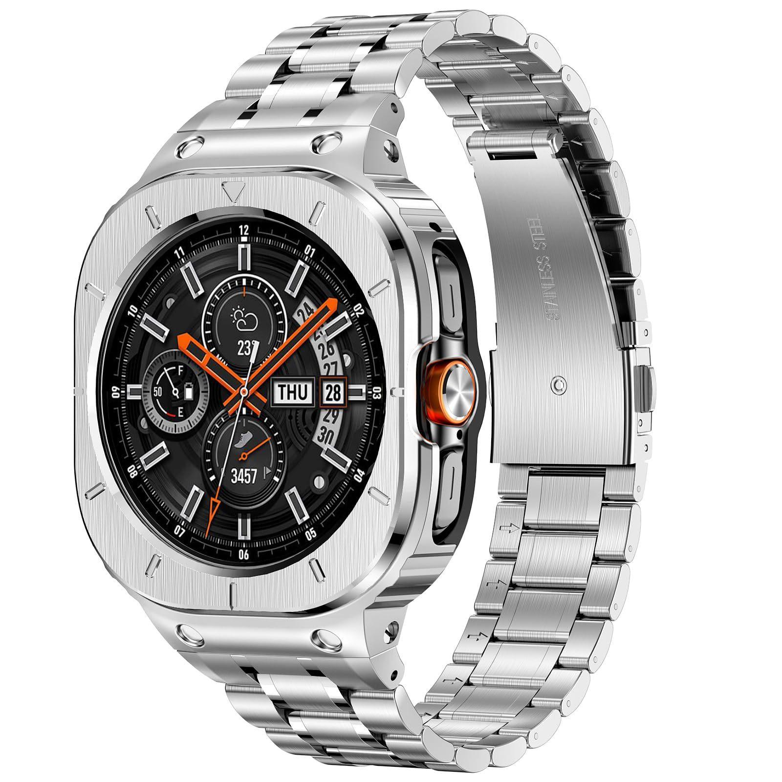 

Корпус и ремешок из нержавеющей стали для Samsung Galaxy Watch 7 Ultra 47 мм, деловой браслет для Galaxy Watch 8Ultra 2025, сменный ремешок Galaxy Ultra 2025 серебряный