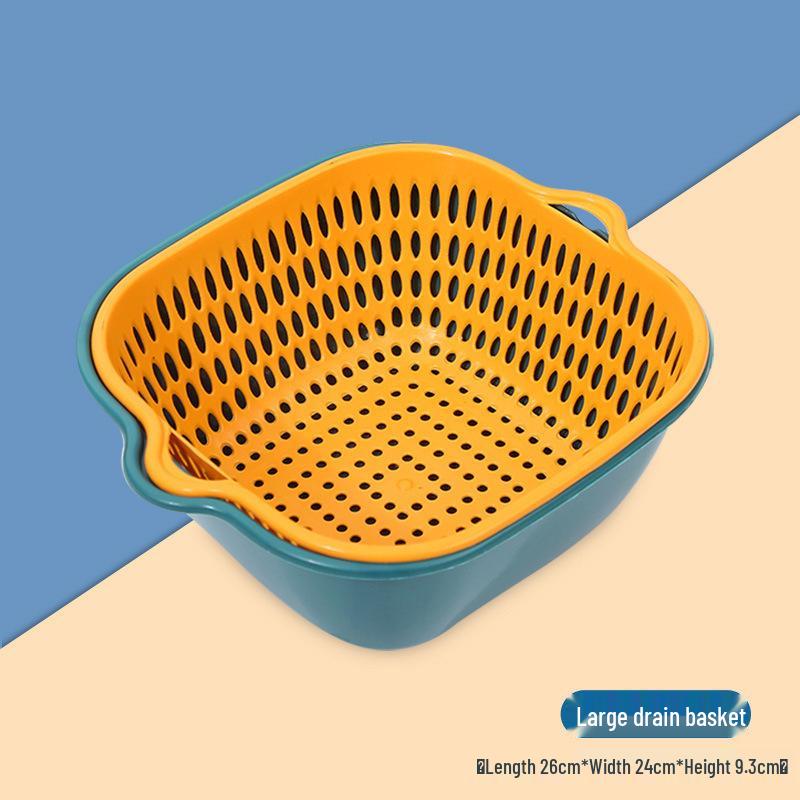 Thickened Six-Piece Double-Layer Drain Basket Set for Kitchen and Produce Washing