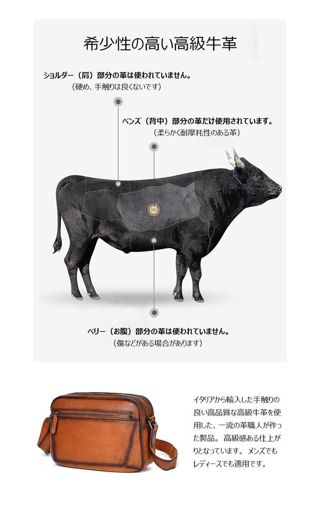 Whatna Antique-Style Tanned Natural Cowhide Leather One-Shoulder Men's Bag, 3-Way, Clutch, Crossbody, Shoulder, Handbag, Body Bag, Chest Bag, Two