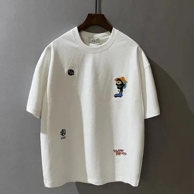 Men and Women Cotton T-shirt Parent-child Round Neck Short Sleeve Summer Style Simple High-end Loose-fitting Top