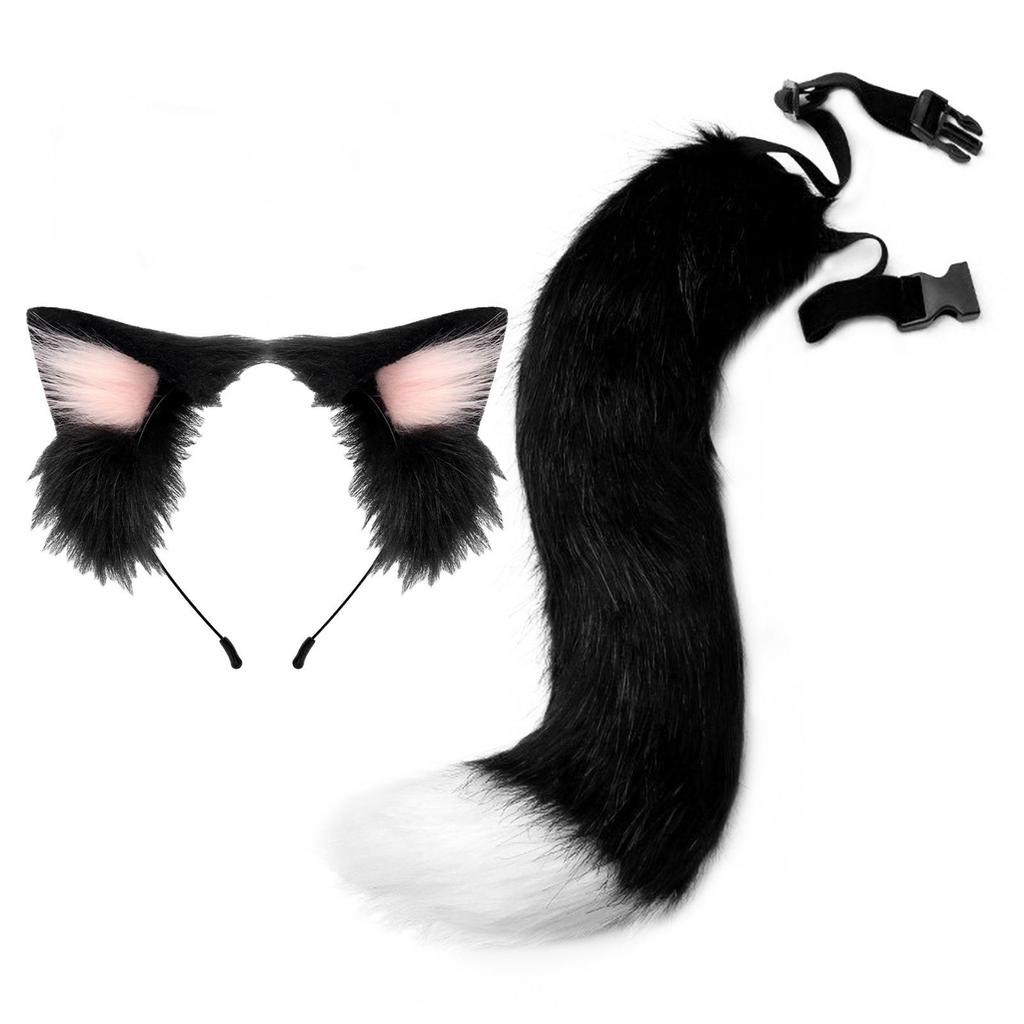 Handmade Cat Ears & Tail Set: Cute Cosplay Hair Accessories for Catgirl