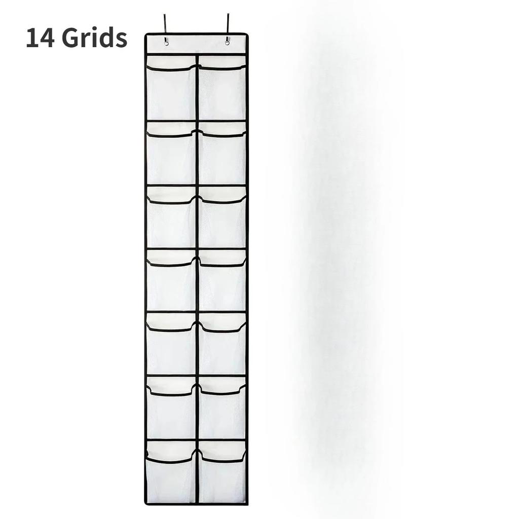 12/14/24 Pockets Over the Door Shoe Organizer Large Mesh Pockets With 4 Hooks Mesh Fabric Shoe Rack Storage Bag For Bedroom