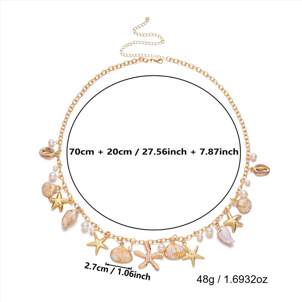 Vintage Tassel Light Luxury Exquisite Imitation Pearl Starfish Waist Chain for Women Bohemian Vacation Style Versatile Beach Body Chain