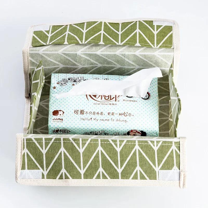 New Pastoral Style Cotton Linen Cloth Art Tissue Box Multifunctional Tissue Pumping Tissue Cover Desktop Debris Storage Box