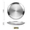 2Pcs Silver Stainless Steel Round Plates Rust Proof Food Safe Dinner Dishes for Home Outdoor BBQ Camping Picnic