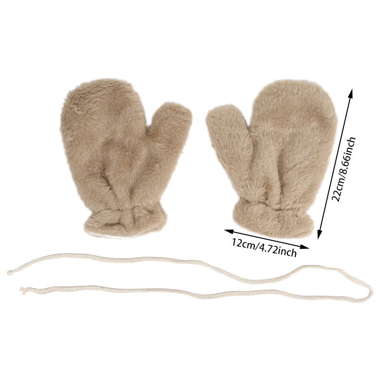 Thicken Plush Soft Winter Fingerless Gloves Women WarmFur Fuzzy Mittens Cold Protection Velvet Lining Outdoor Fluffy Gloves