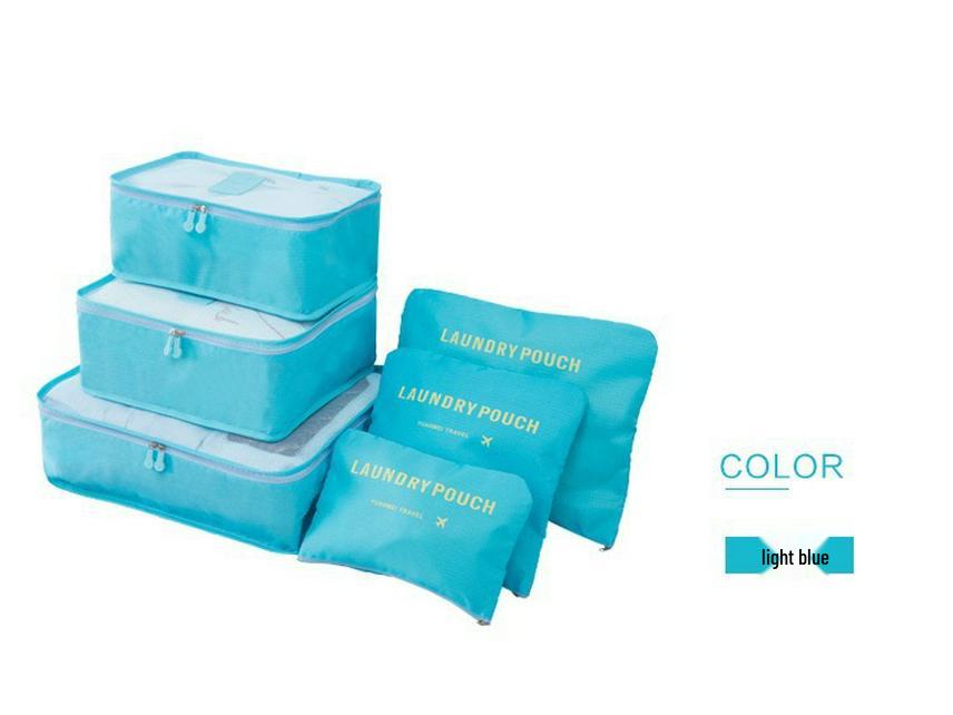 6-Piece Oxford Travel Set: Large Capacity Bag, Underwear & Bra Organizer, Shoe Bag