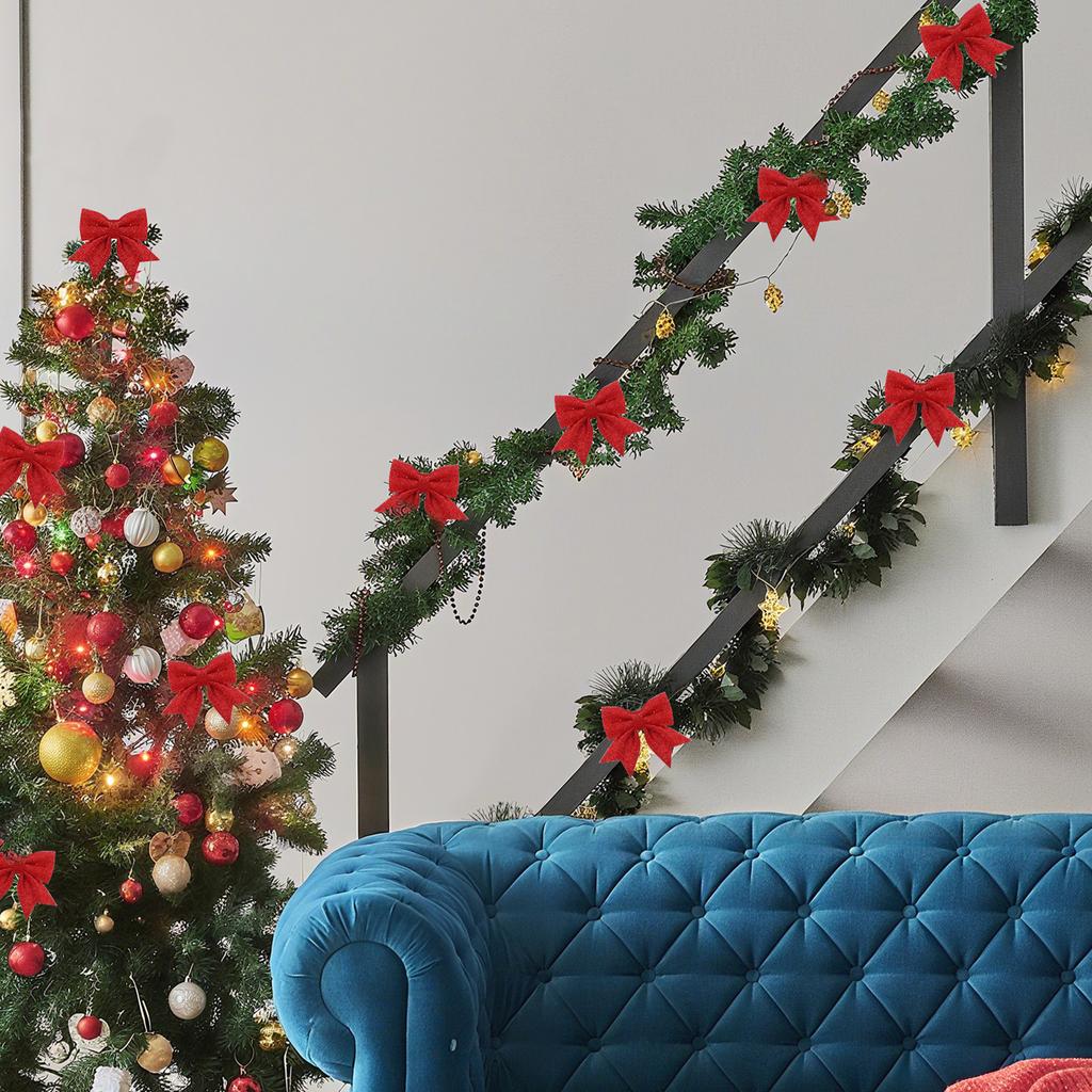 6Pcs Bow Hanging Christmas Tree Pendants Delicate Xmas Ornaments Tree Decorations Festive Xmas Decors Hanging Pendants
