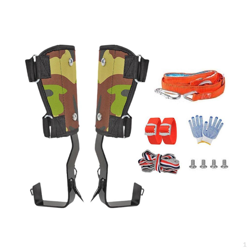 Tree Climbing Spikes Professional Fall Protection Wide Pedal W/ Ankle Straps Gear for