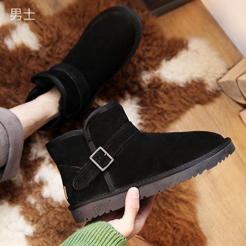 New snow boots, leather warm and non-slip outdoor thickened cotton shoes