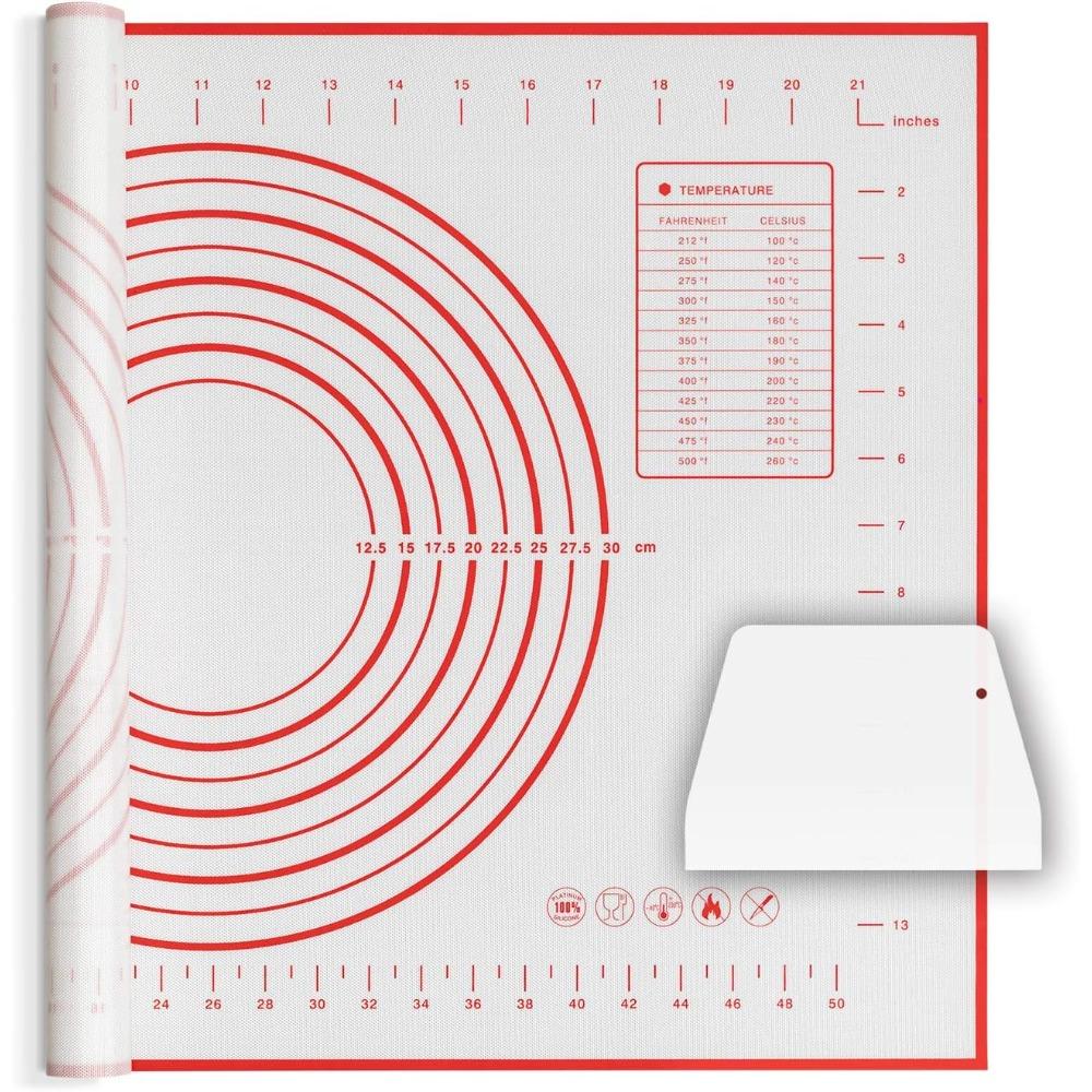 

2шт силиконовый противень для выпечки с мерным противнем для раскатывания теста для пирогов с печеньем (с 1 скребком для теста)