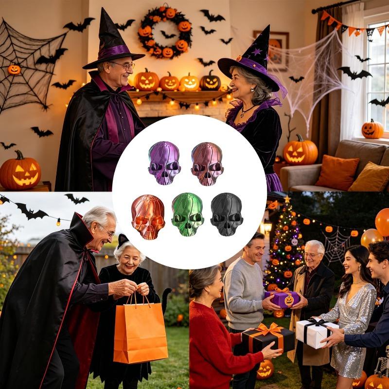 3D Printed Twisty Skull Fidget Toy, 3D Printed Skeleton, Rotating Clicker Fidget, Skull Sensory Toy for Stress Relief,, Halloween Gothic Novelty Gift