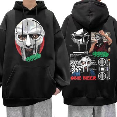 קפוצ'ון עם הדפס ראפר Mf Doom MM FOOD One Beer לגברים ונשים אופנת היפ הופ פופ פולאובר גברים וינטג' קז'ואל קפוצ'ונים גדולים