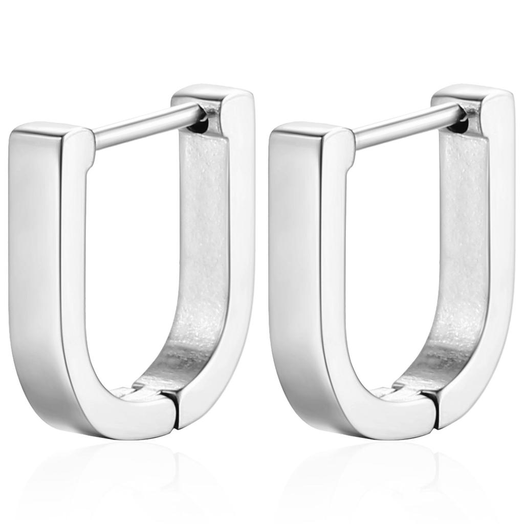 2 PZ Orecchini a Cerchio Quadrati Colore Oro Donna Uomo Acciaio Inossidabile Huggie Minimalista Punk Unisex Rock Orecchini Gioielli Piercing