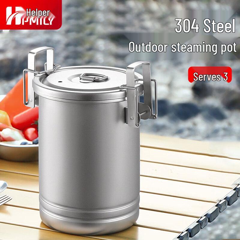 HPMILY Portable 304 Stainless Steel Camping Steam Pot