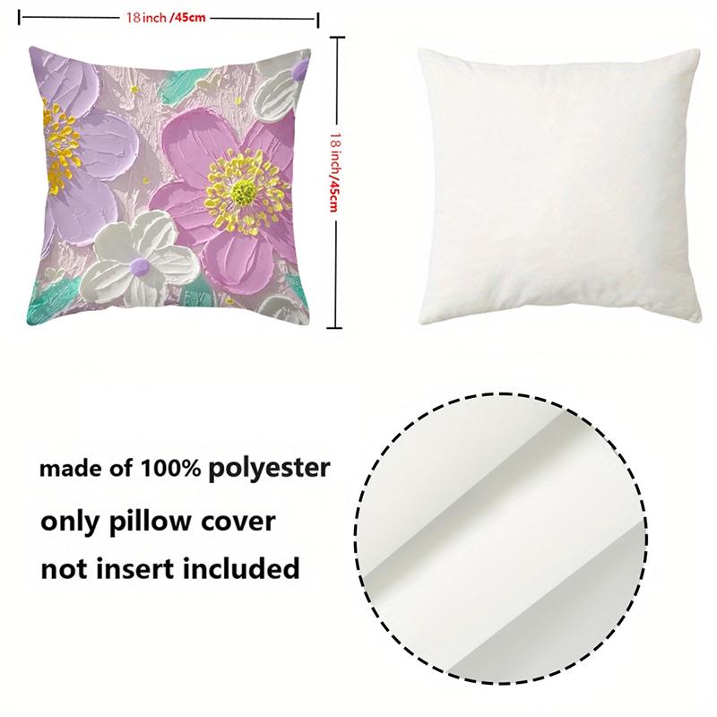 Floral Patterned 2D Printed Cushion Covers for Home Polyester Pillowcase, Sofa Decorative Cushion Cov Headboard Pillow