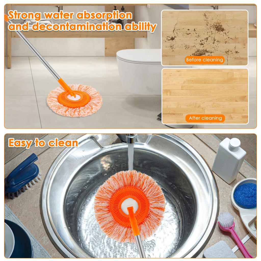 Microfiber Cleaning Mops with 230cm Extension Pole Dust Mop Adjustable Round Chenille Magic Dust Mop for Wall Ceiling Window