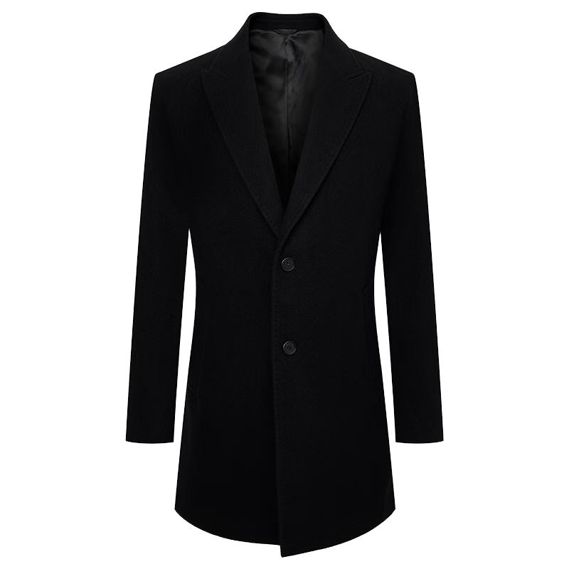 Baoxiniao Men's Business Formal Peak Lapel Wool Blend Overcoat