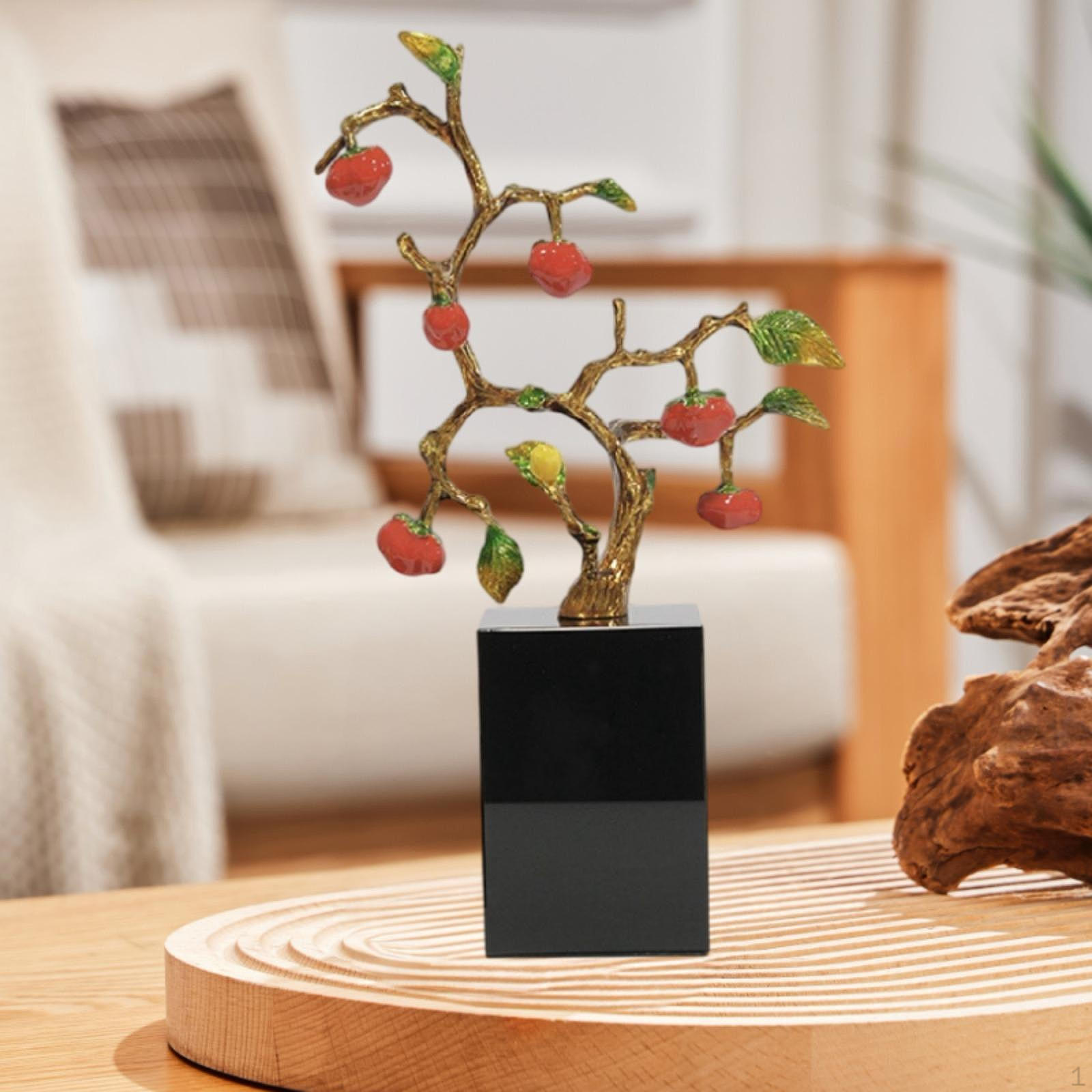 

Persimmon Statue Blessing Ornament Chinese Good Luck Decoration Fengshui Figurine for Restaurant 15cmx29cm