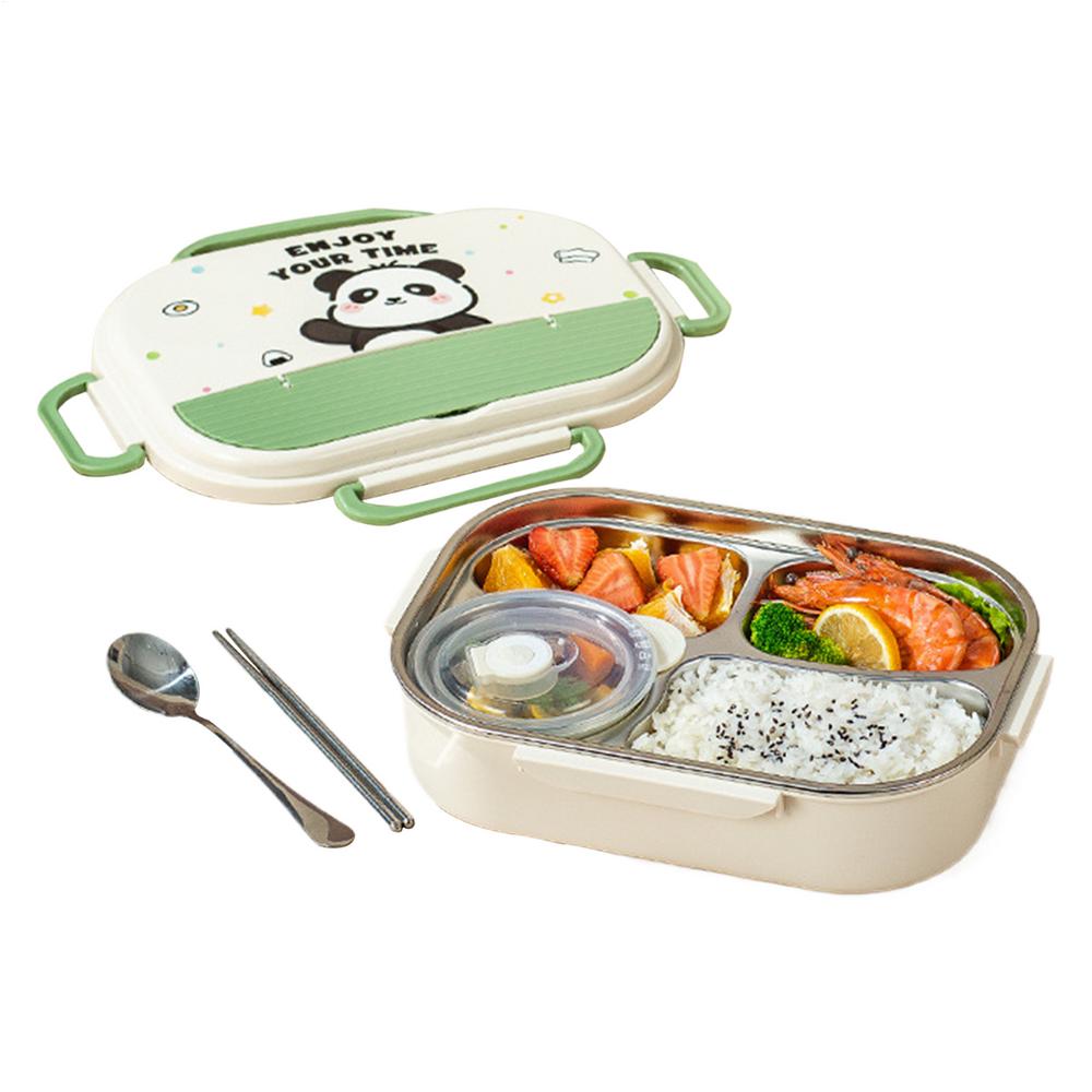 

Stainless Steel Lunch Box For Adults 4-Compartment Lunch Containers For Adults With Cutlery Microwave-Safe Leakproof Meal