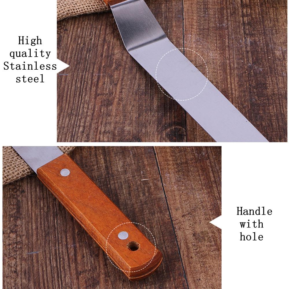 Silk Screen Printing Industrial Ink Spatula Stainless Steel Scraper Blade and Wooden Handle Screen Printing Ink Knife Tool Parts