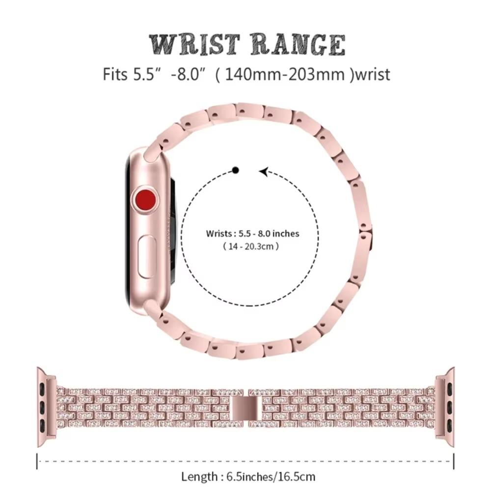 Passend für Apple Watch 30/40/41mm 42/44/45/49mm voll mit Diamanten besetztes einfaches und stilvolles Metallarmband