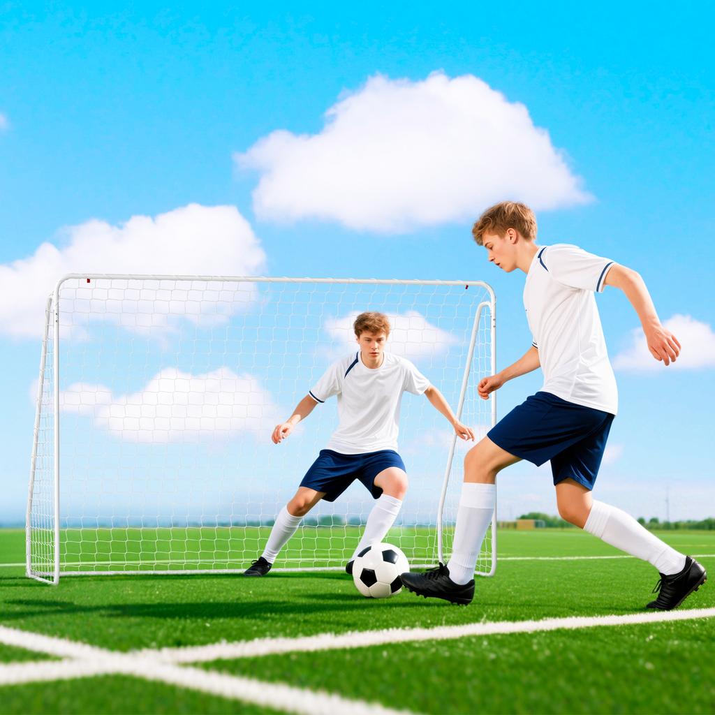 Football Goal Soccer Cage, 301 X 120 X 200 Cm, Epoxy-Coated Metal Frame, PE Netting, White