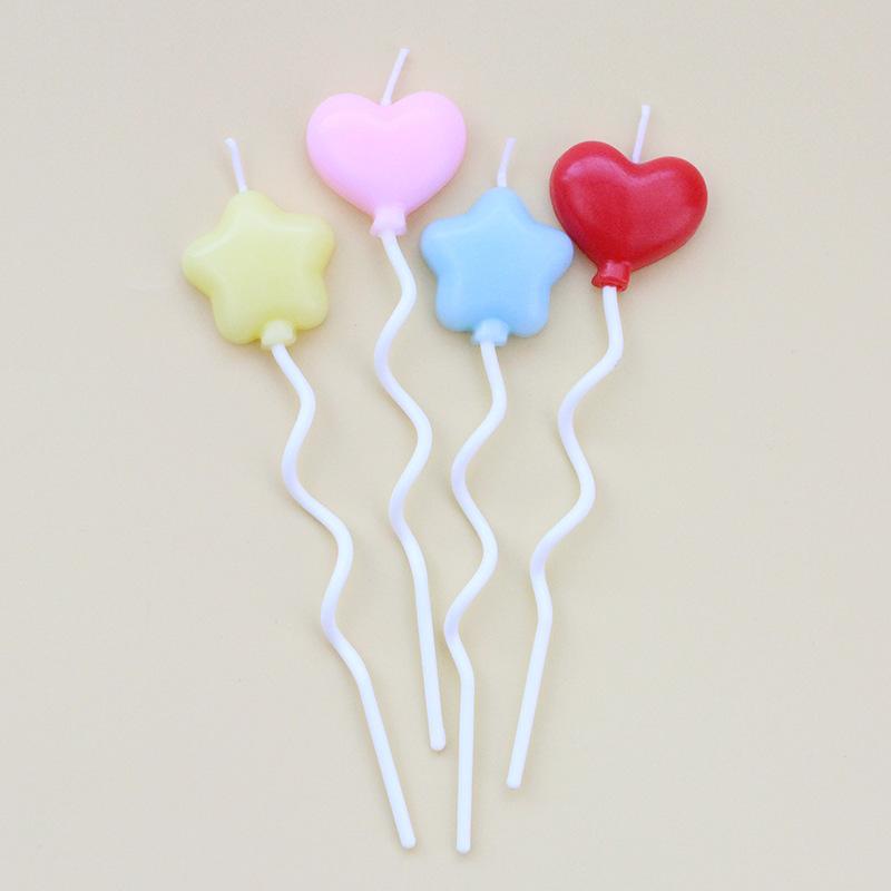 Single Candle Children's Cute Birthday Party Colorful Cartoon Balloon Five-pointed Star Love Cake Candle