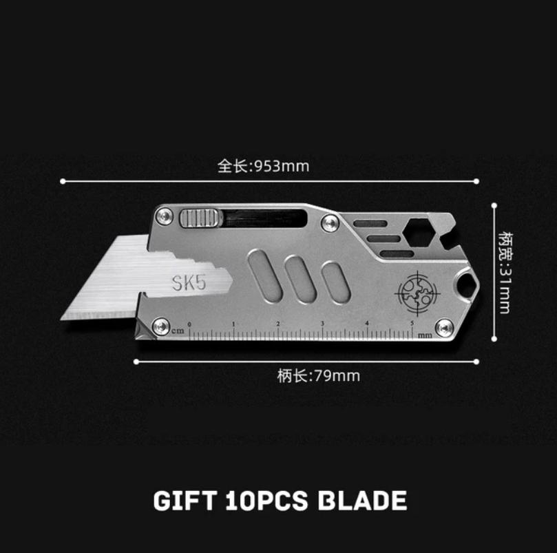 Microtechnology TC4 Titanium Alloy Utility Knife Outdoor Camping Paper Cutter Express Box Cutter Bottle Opener EDC Tool