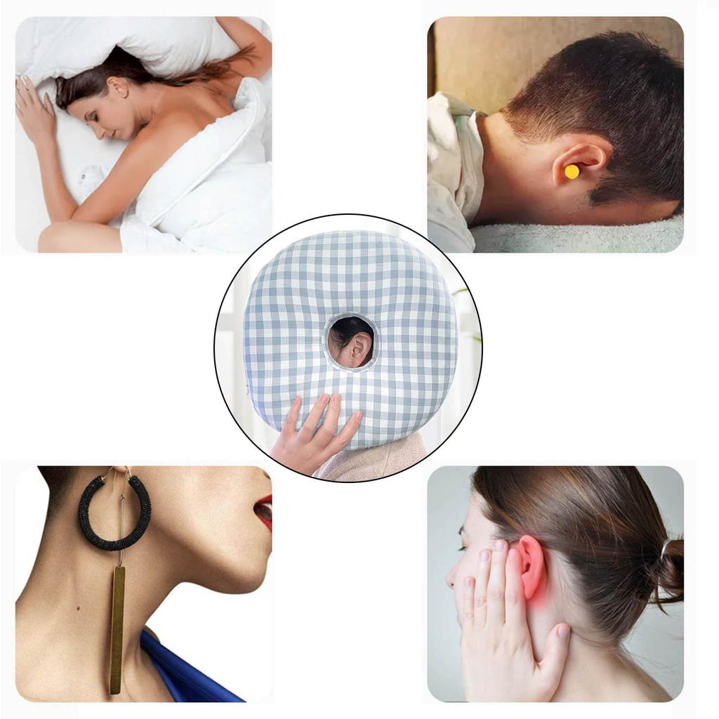 Round Cushion Pillow with Ear Hole for Side Sleepers Relief In Ears Enhances Side Sleeping Experience Comfort Support
