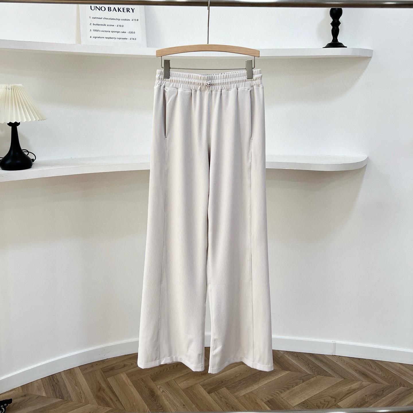 Spring Korean Style Women s Slimming Ribbed Straight-Leg Pants - Casual & Versatile S