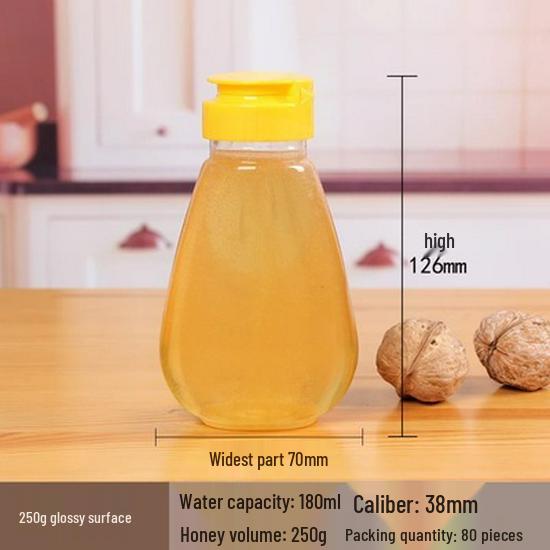 Transparent Portable Thickened Plastic Bottle with Lid for Food Portioning, Jam, Salad, & Honey, Squeeze Cap