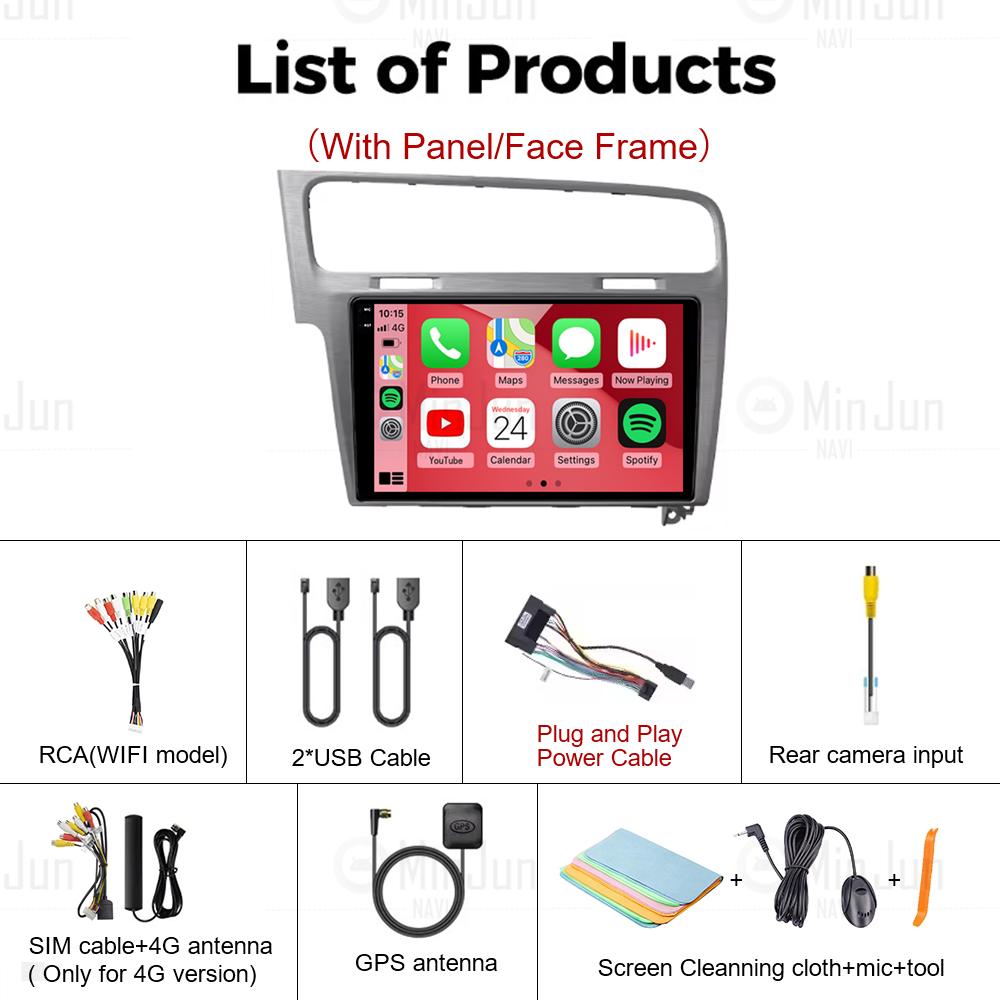 Android 14 Silver Gray Car Radio For Volkswagen VW Golf 7 MK7 GTI 2011-2021 Wireless Carplay Auto Multimedia Stereo Video Player