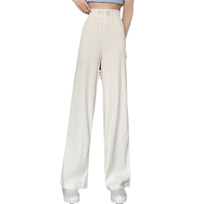Women's Wide-Leg Drapey Ice Silk Pants, Lightweight and Trendy Loose Fit for Spring and Summer, Small Size.