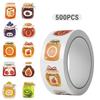 500PCS/Roll Cartoon Jam Jar Roll Stickers Cute Food Roll Sticker Waterproof Decoration Decal for Notebooks Scrapbooks Stationery