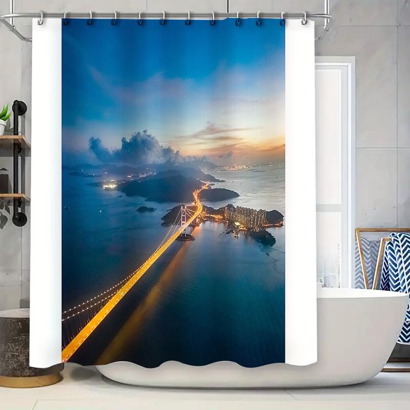 

Golden Gate Bridge Shower Curtain Coastal Ocean View Nature Landscape Home Decor Waterproof Bathroom Set Artistic Photography W60H190(CM)-1 Pcs